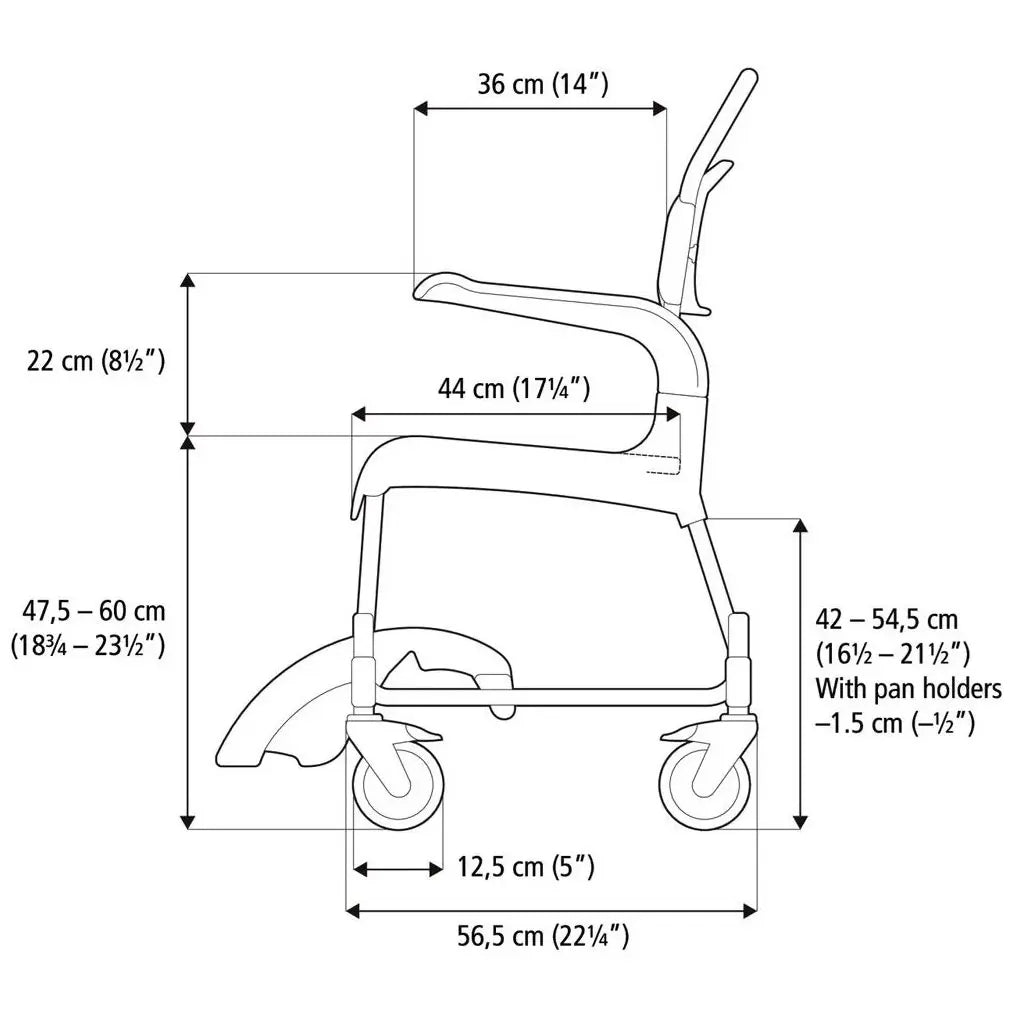 Dusch- & Toilettenrollstuhl Etac Clean - höhenverstellbar