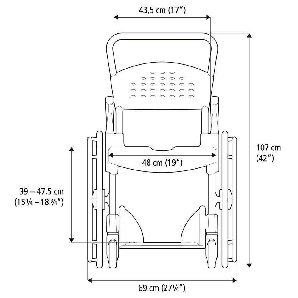 Dusch- & Toilettenrollstuhl Etac Clean 24 Zoll Antriebsräder