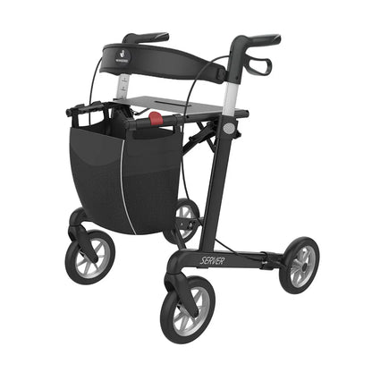 Rollator Server mit Softbereifung und Rückengurt schwarz